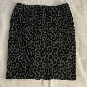 Charter Club Gray and Black Leopard-Print Pencil Skirt